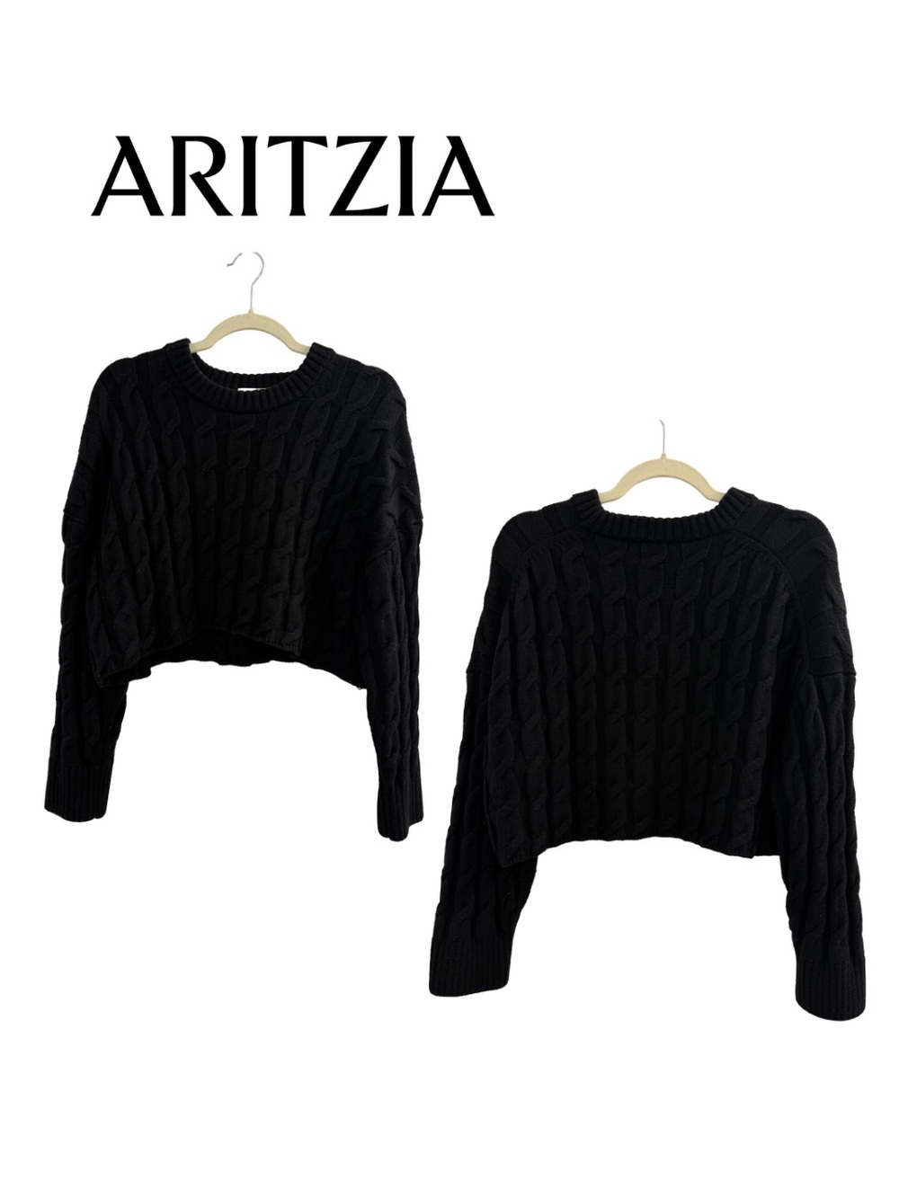 Aritzia Cropped Cable Knit Sweater